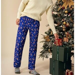 Runcati Mens Christmas Pajama‎ Pants Blue Sock Monkey Reindeer Snowflake XL